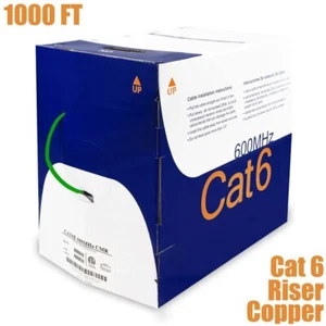 1000FT Cat6 Network LAN UTP Cable Riser CMR Solid Copper Wire 23AWG Green - Picture 1 of 2