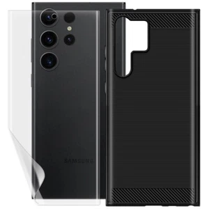 2in1 Soft Screen Protector Carbon Fiber Case f Samsung Galaxy S23 Ultra SM-S918U - Picture 1 of 1