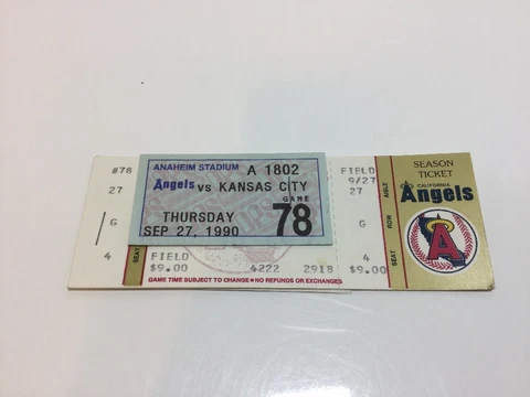 MLB KANSAS CITY VS ANGELS 2 TICKETS UNUSED PARKING & STADIUM CLUB PASS 1990 NEW Cover