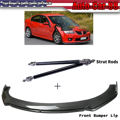 Alerón divisor de labios para parachoques delantero fibra de carbono + varillas de puntal para Pontiac G8 GTO Foto 1 de 4