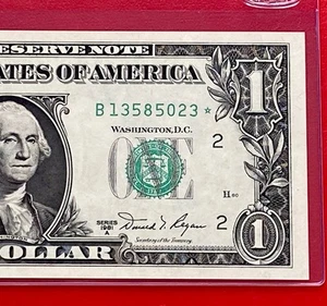 1981A STAR NOTE $1 DOLLAR BILL ( NEW YORK B ) UNCIRCULATED - Picture 1 of 3