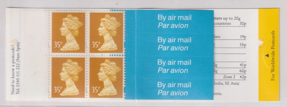 Gran Bretaña SG GK5 (Y1778x4) 1993 Machin código de barras folleto 4x35p Walsall Foto 1 de 2