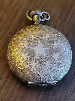 Reloj WALTHAM 6s 15j 1894 Modelo L En 14K GF WADSWORTH Piloto ESTRELLAS Repujado Estuche Foto 1 de 4