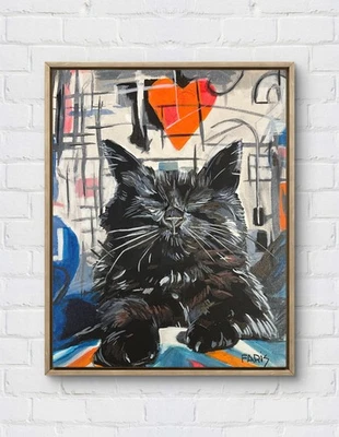 Arte Faris: Shop Cat: lienzo 11x14 único neoexpresionismo moderno Foto 1 de 4