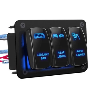 LED Light Bar Switch Panel, 3 Gang Rocker Switch Panel, 12V Toggle Switch Pan... - Picture 1 of 6