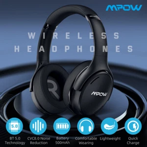 Mpow Wireless Foldable Headphones Earpieces Headset & CVC8.0 Mic 35Hrs Playtime - Picture 1 of 12