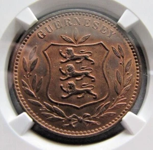 Guernsey KM7 8 Doubles 1911-H NGC MS 65 RB.  Only one finer ! - Picture 1 of 2