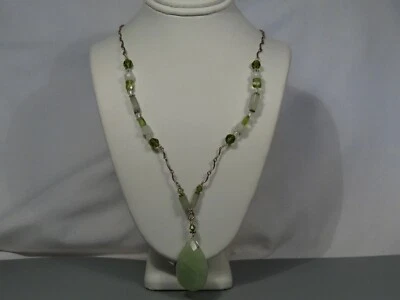 Argento Sterling Collana Con / Verde Pietre 18 " . #40 - Immagine 1 di 4
