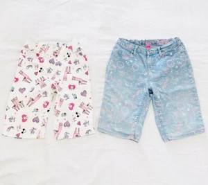 Set/Lot of 2 Girls Jean Denim Shorts Multicolor Size 10 TCP Adjustable Waist EUC - Picture 1 of 8