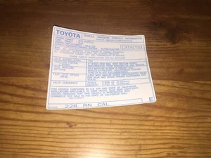 1988 Toyota Pickup Truck/4runner Emissions Decal Repro Sticker 22r Carb #E Cal - Picture 1 of 1