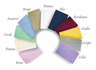 Tappeto Bagno Scendi Doccia Spugna 4 Misure o Set 3 Pezzi Cotone 11 Colori Greca