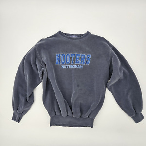 Vintage Hooters Noddingham Sweatshirt Size Medium Blue Embroidered Crewneck