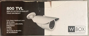 W Box Technologies 800 TVL Camera IR 960H Outdoor Bullet True Day/Night White - Picture 1 of 1