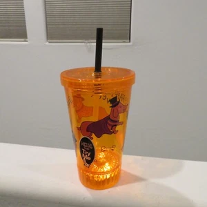 Halloween Dachshund Light Up Orange Tumbler Flashing Cup with Straw Friends NEW - Picture 1 of 5