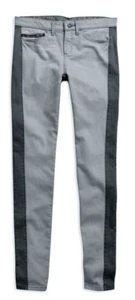 Harley-Davidson Women's Gray Black Label Tuxedo Stripe Skinny Jeans 96349-16vw - Picture 1 of 2