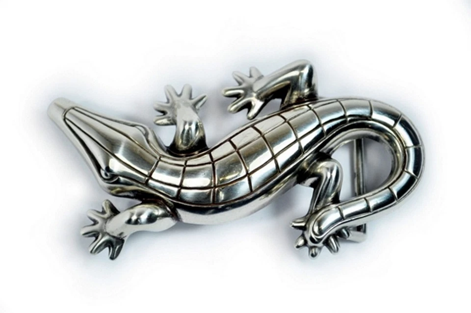 Boucle Ceinture Lézard Crocodile Métal Designer Boucle Vissée 11,5x6cm - Photo 1/1