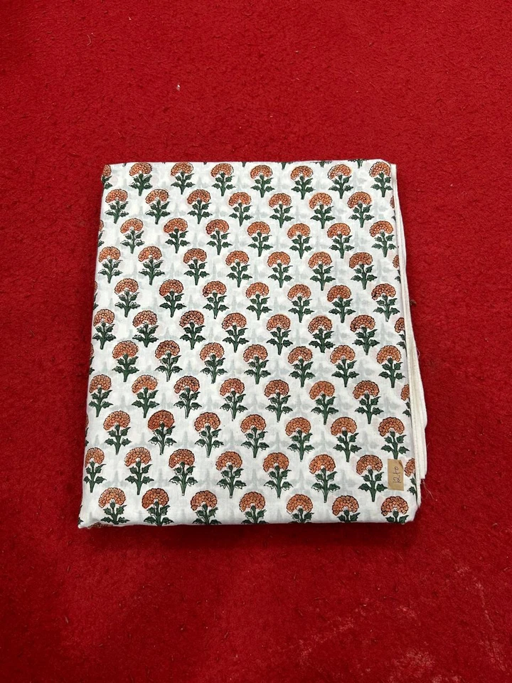 Print_805 Handmade Floral Running Cotton Indian Fabric 10 Yard New Hand-Block - Image 1 of 4