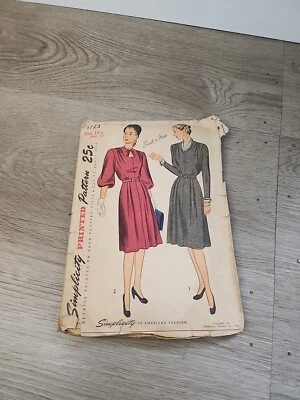 1940s Simplicity Sewing Pattern Evening Dress 1723 Size 14 ½/ BUST 33 Vintage NY - Imagem 1 de 4