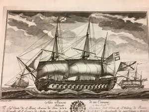 Grabado raro del siglo XVIII Ferdinando Fambrini "Nave Russa 100 cañones" - Imagen 1 de 16