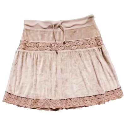 BCBGMAXAZRIA Falda Terciopelo Encaje Beige Ribete Cordón Cintura Talla M Foto 1 de 4