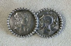 SHIEBLER STERLINGSILBER RÖMISCHE DOPPELMEDAILLONS BROSCHE PIN RÜCKSEITE - Bild 1 von 2