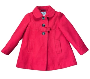 Next Girls Bright Red Coat Fleece Collared Now Detail Girls UK Age 3-4 Years - Picture 1 of 7