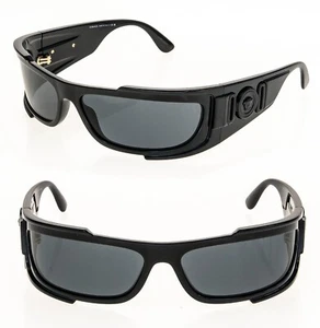 VERSACE MEDUSA BIGGIE Shield 4446 Black Narrow Wrap VE4446 Unisex Sunglasses - Picture 1 of 9