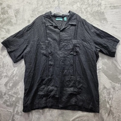 Cubavera Shirt Mens 2XLT Linen Short Sleeve Button Up Guayabera Pockets Tall - Image 1 of 4