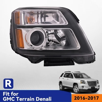 Halogen Headlight W/ Bulb For 2016 2017 GMC Terrain Denali Black Right Passenger Foto 1 de 4