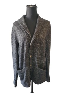 Club Monaco Black Heathered Collarted Wool Cardigan Size M Preppy Casual Career - Picture 1 of 10
