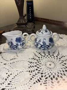 Blue Danube China Sugar Bowl with Lid and Creamer—With Banner/Ribbon Logo - Picture 1 of 18
