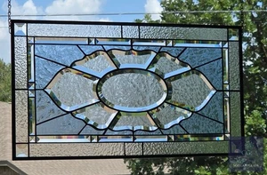 Moderne rechteckige Buntglas Fensterscheibe hängend 26 1/2 x 14 1/2 priv - Bild 1 von 10