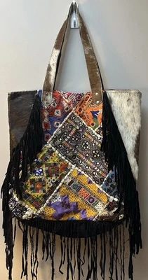 Bolsa tote Muche et Muchette franja camurça pônei | Boho, Festival Pocketbook - Imagem 1 de 4