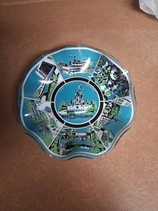 1971 Vintage Walt Disney World Ash Tray Glass Candy Dish Opening Magic Kingdom - Picture 1 of 5