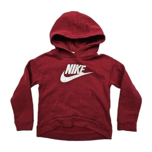 Girls Nike Hoodie Large 6-7 yrs Red Pullover Sweatshirt Silver Glitter Logo - Picture 1 of 6