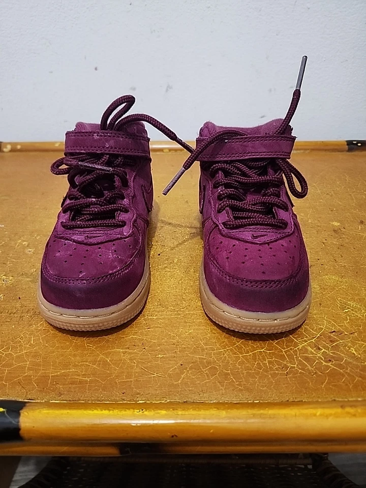 Nike Air Force 1 Mid TD Zapatos para niños pequeños Púrpura Burdeos AH0757 600 Talla 8C  Foto 1 de 4