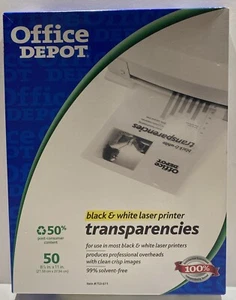Trasparenze stampante laser bianco e nero Office Depot 60+ fogli! - Foto 1 di 3