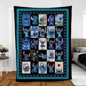 Lilo And Stitch Funny Cute Fleece Blanket, Stitch Blanket for Bed Sofa Couch, St - Picture 1 of 2