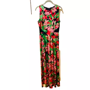 Maxi abito donna Taylor taglia 6 girocollo floreale rosa verde nero vestibilità rilassata - Foto 1 di 13