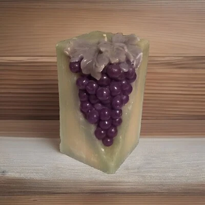 Pillar Candle Grapes Flower Cluster Of Grapes Home Decor Fancy Candle - Image 1 of 4