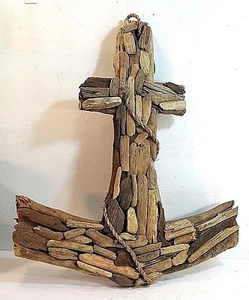 HANDGEFERTIGTER TREIBHOLZ ANKER MARITIM WANDBEHANG 23,5" x 20" KÜSTENOPTIK - Bild 1 von 4