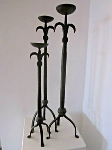 3 ud. candelabro antiguo hierro forjado en diferentes tamaños  - Imagen 1 de 5