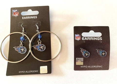 Tennessee Titians Earrings~ Post/Hoop Dangle with Crystal Beads  NFL Cover
