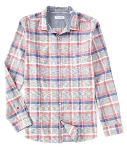 Tommy Bahama Men's, Canyon Beach Flannel Plaid Shirt, Carbon Grey, 2XLT - Picture 1 of 5
