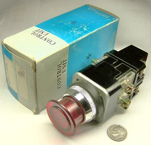 MARUYASU DENGYO R2PJ-100R NOS PUSH BUTTON SWITCH RED ILLUMINATED 30MM - Picture 1 of 6