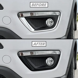 Vinilo oscurecido de eliminación de cromo para Jeep Compass 2017-21 moldura de luz antiniebla - Imagen 1 de 5