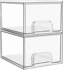 Vtopmart 2 Pack Clear Stackable Storage Drawers - New in Box - Picture 1 of 2