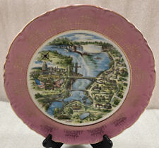 Vintage Niagara Falls USA & Canada collector's PLATE pink scalloped edge Japan