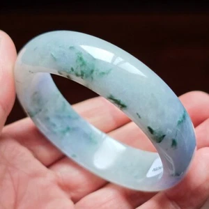 59mm Burma Natural Emerald Icy Green Purple Jadeite Bracelets Jade Bangle 255 - Picture 1 of 19