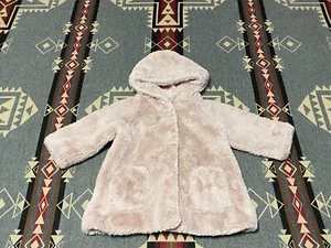 Monnalisa Faux Fur Plush Puffer Jacket Girls Size 18M Pink Polyester HR - Picture 1 of 9